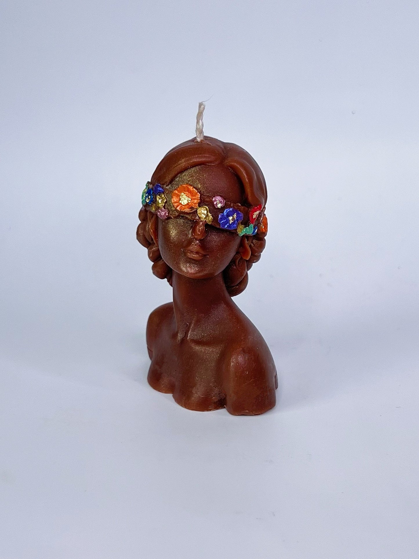 PAINTED & GOLD FOILED FLOWER LADY CANDLES