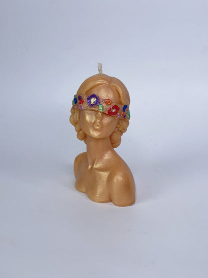 PAINTED & GOLD FOILED FLOWER LADY CANDLES